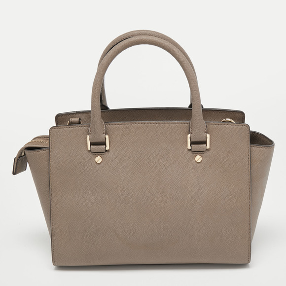 MICHAEL MICHAEL KORS Dark Beige Saffiano Leather Medium Selma Tote - Picture 4 of 8